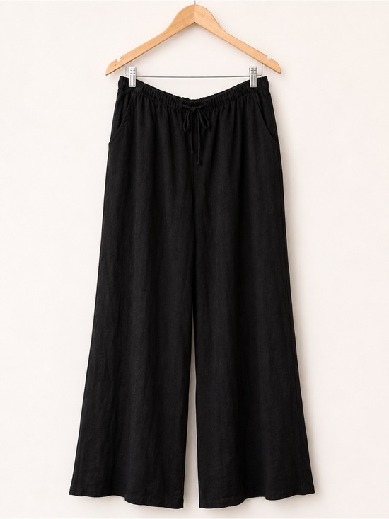 Dynamite Pants - Dynamite Black Linen Blend Wide Leg Pants | Drawstring | Size Large